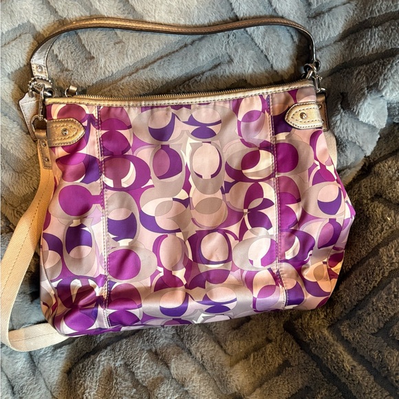 Coach Multicolor Shoulder Bag with Purple Accents - Picture 3 of 6